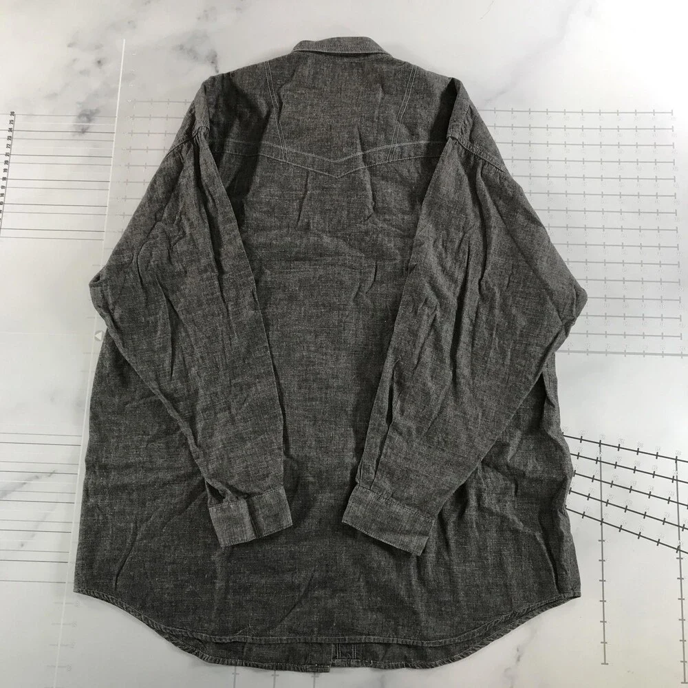 Vintage Levi's SilverTab Shirt Mens Large Gray Chambray Western Button Up 90s